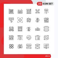 Universal Icon Symbols Group of 25 Modern Lines of ice cream camera keypad drone growth Editable Vector Design Elements