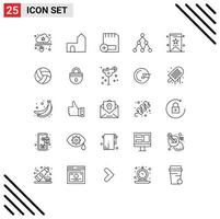 Universal Icon Symbols Group of 25 Modern Lines of social link fortress hardware computers Editable Vector Design Elements