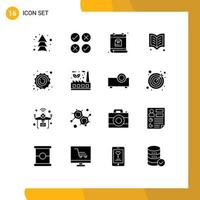 Set of 16 Modern UI Icons Symbols Signs for astronomy reading calendar learning reading Editable Vector Design Elements
