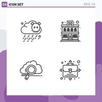 Stock Vector Icon Pack of 4 Line Signs and Symbols for gas technology apartment cloud growth Editable Vector Design Elements