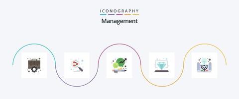 Management Flat 5 Icon Pack Including vip. premium. search engine. diamond. management vector