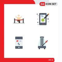 Set of 4 Commercial Flat Icons pack for winner designing leader race battery Editable Vector Design Elements