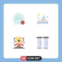 conjunto moderno de 4 iconos planos pictograma de elementos de diseño vectorial editables de medalla de tabla de interacción de copa de chat vector