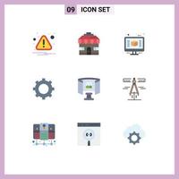 Pictogram Set of 9 Simple Flat Colors of technology glasses computer future setting Editable Vector Design Elements