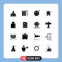 Universal Icon Symbols Group of 16 Modern Solid Glyphs of lock pad education emot champion achievement Editable Vector Design Elements