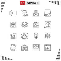 Modern Set of 16 Outlines Pictograph of cooler hardware envelope gadget devices Editable Vector Design Elements