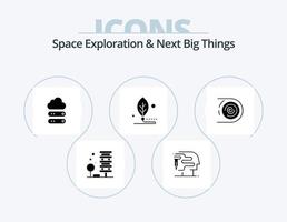 Space Exploration And Next Big Things Glyph Icon Pack 5 Icon Design. abstract. leaf. big. digital. artificial vector