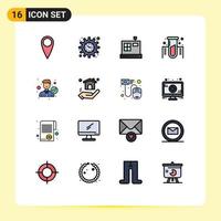 Flat Color Filled Line Pack of 16 Universal Symbols of right man e employee gas Editable Creative Vector Design Elements