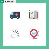 Set of 4 Modern UI Icons Symbols Signs for ambulance moon help design celebration Editable Vector Design Elements