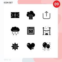 9 paquete de glifos sólidos de interfaz de usuario de signos y símbolos modernos de carga de contraseña de seguridad elementos de diseño vectorial editables de red de acción de gracias vector