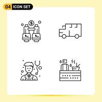 Mobile Interface Line Set of 4 Pictograms of binoculars physician locate transportation hot Editable Vector Design Elements