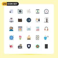 Pack of 25 Modern Flat Colors Signs and Symbols for Web Print Media such as card festival navigate diwali celebrate Editable Vector Design Elements