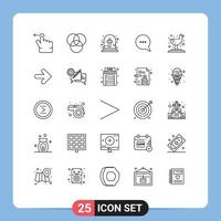 Line Pack of 25 Universal Symbols of right forward chat arrow seagull Editable Vector Design Elements