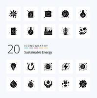 20 Sustainable Energy Solid Glyph icon Pack like energy energy droop electric charge vector