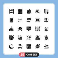 Pictogram Set of 25 Simple Solid Glyphs of drawing sort download funnel wedding Editable Vector Design Elements