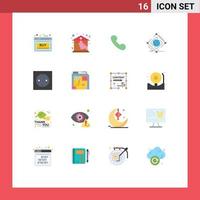 Group of 16 Modern Flat Colors Set for web internet roof global call Editable Pack of Creative Vector Design Elements