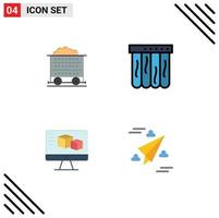 Set of 4 Modern UI Icons Symbols Signs for cart box wheel summer web Editable Vector Design Elements