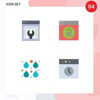 Pictogram Set of 4 Simple Flat Icons of web advancement drop web maintenance lock edit Editable Vector Design Elements