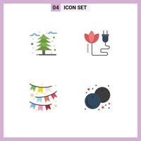 Universal Icon Symbols Group of 4 Modern Flat Icons of autumn flag cold cable ribbon Editable Vector Design Elements