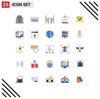 Pack of 25 Modern Flat Colors Signs and Symbols for Web Print Media such as quick loan chair instant table Editable Vector Design Elements