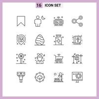 Outline Pack of 16 Universal Symbols of network connect moon wifi internet Editable Vector Design Elements