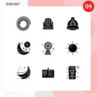 9 Creative Icons Modern Signs and Symbols of buildings night hat moon clock Editable Vector Design Elements