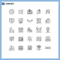 Set of 25 Modern UI Icons Symbols Signs for love cross report christian hand Editable Vector Design Elements