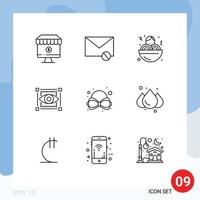 Modern Set of 9 Outlines Pictograph of bow sketching sms view food Editable Vector Design Elements