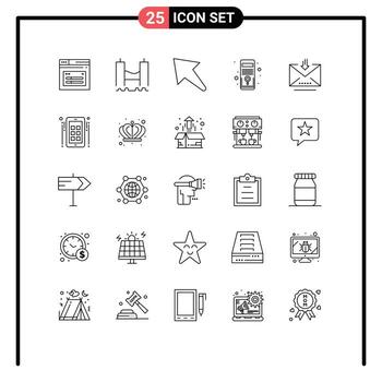 Set of 25 Vector Lines on Grid for email system river pc computer Editable Vector Design Elements
