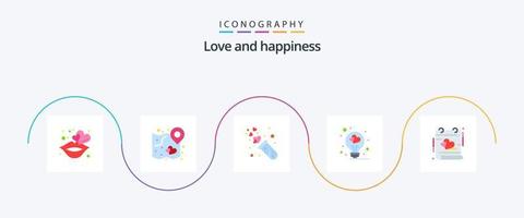 Love Flat 5 Icon Pack Including valentine. love. wedding. bulb. tube vector