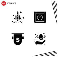 4 User Interface Solid Glyph Pack of modern Signs and Symbols of launch dollar box badges bio Editable Vector Design Elements