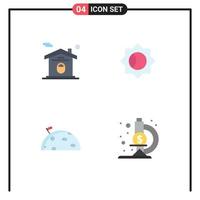 Set of 4 Modern UI Icons Symbols Signs for home moon real estate ui mars Editable Vector Design Elements