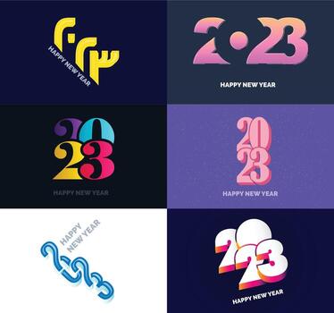 Big Set of 2023 Happy New Year logo text design 2023 number design template vector