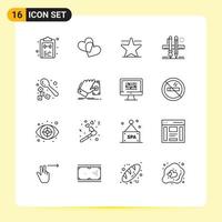 16 Thematic Vector Outlines and Editable Symbols of coffee drawing cinema scale pen Editable Vector Design Elements