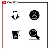 Set of 4 Vector Solid Glyphs on Grid for bow user suit human water Editable Vector Design Elements