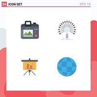 Pack of 4 creative Flat Icons of camera presentation hobby informational powerpoint Editable Vector Design Elements