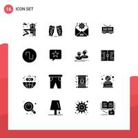 Stock Vector Icon Pack of 16 Line Signs and Symbols for wave sound mail machine electric Editable Vector Design Elements