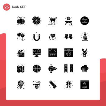 conjunto de 25 iconos de interfaz de usuario modernos signos de símbolos para elementos de diseño de vector editables de hogar de tabla de gráfico de disco de medios