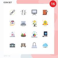 Set of 16 Modern UI Icons Symbols Signs for wallpaper design computer interior pc Editable Pack of Creative Vector Design Elements