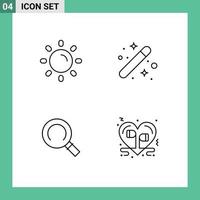 4 Creative Icons Modern Signs and Symbols of brightness general shine designing search Editable Vector Design Elements