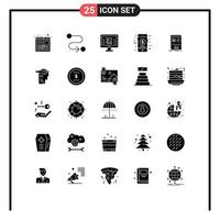 Modern Set of 25 Solid Glyphs Pictograph of success layout ecommerce presentation shop Editable Vector Design Elements