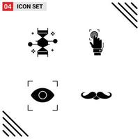 Group of 4 Modern Solid Glyphs Set for chromosome scanner genetic modification identity eye Editable Vector Design Elements