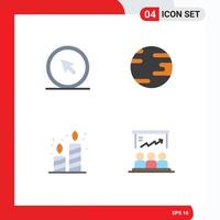 4 Thematic Vector Flat Icons and Editable Symbols of click candle point globe party Editable Vector Design Elements