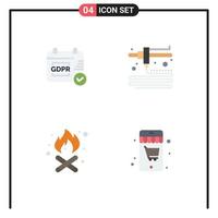 paquete de 4 signos y símbolos de iconos planos modernos para medios de impresión web como gdpr shopping modeling fire 5 elementos de diseño de vectores editables