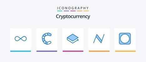 paquete de iconos de criptomoneda azul 5 que incluye byetball. criptomoneda moneda criptográfica. cadena de bloques. lbry créditos. diseño de iconos creativos vector