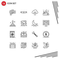 16 Universal Outlines Set for Web and Mobile Applications search position male achievement up Editable Vector Design Elements