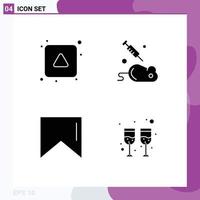 Universal Icon Symbols Group of 4 Modern Solid Glyphs of align flag up mouse glass Editable Vector Design Elements