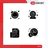 Universal Icon Symbols Group of 4 Modern Solid Glyphs of engagement bag camera document chat Editable Vector Design Elements