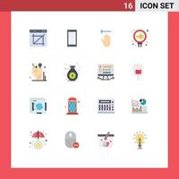 Pack of 16 Modern Flat Colors Signs and Symbols for Web Print Media such as relation pr android management gestures Editable Pack of Creative Vector Design Elements