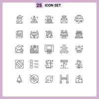 Modern Set of 25 Lines and symbols such as envelope e book communication study time Editable Vector Design Elements